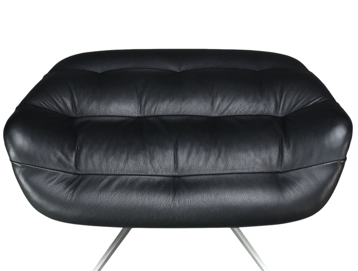 Preview: Thonet 808 H Hocker von oben Leder Schwarz + Soul Stoff Schwarz