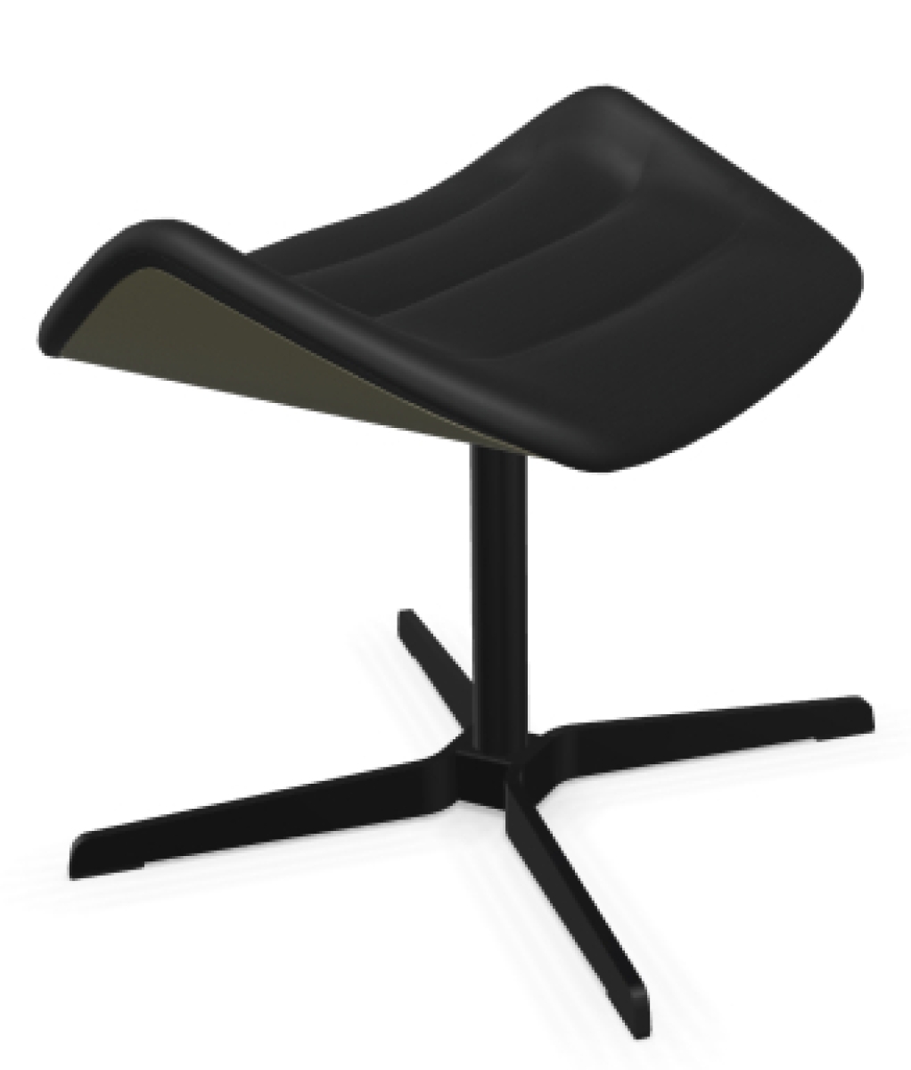 Preview: Thonet 808 Hocker mit Leder Schwarz + Grün