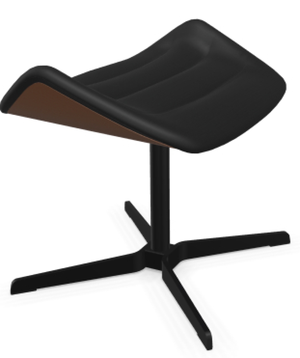 Preview: Thonet 808 Hocker mit Leder Schwarz + New Cognac