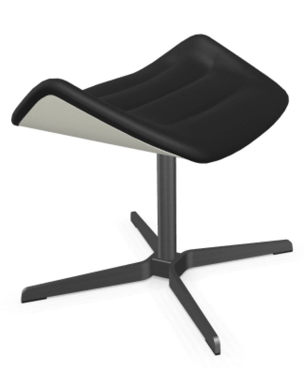 Thonet 808 Hocker mit Leder Schwarz + Latte