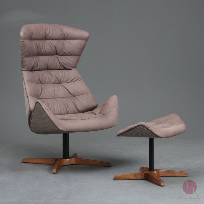 Preview: Thonet 808 Lounge Leder Sessel Braun mit Ottoman gebraucht