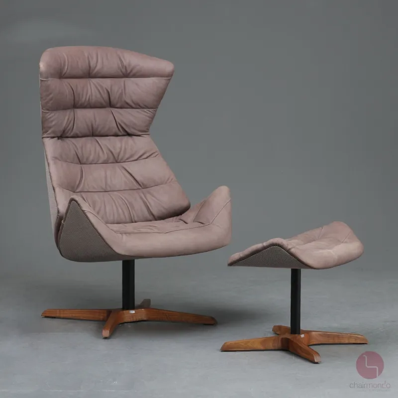 Thonet 808 Lounge Sessel mit Hocker Leder Braun Gestell Nussbaum gebraucht