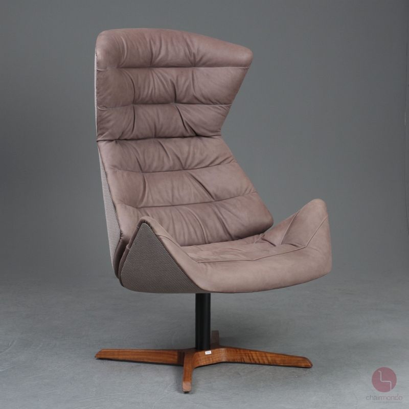 Preview: Thonet 808 Lounge Sessel mit Hocker Leder Braun Gestell Nussbaum gebraucht
