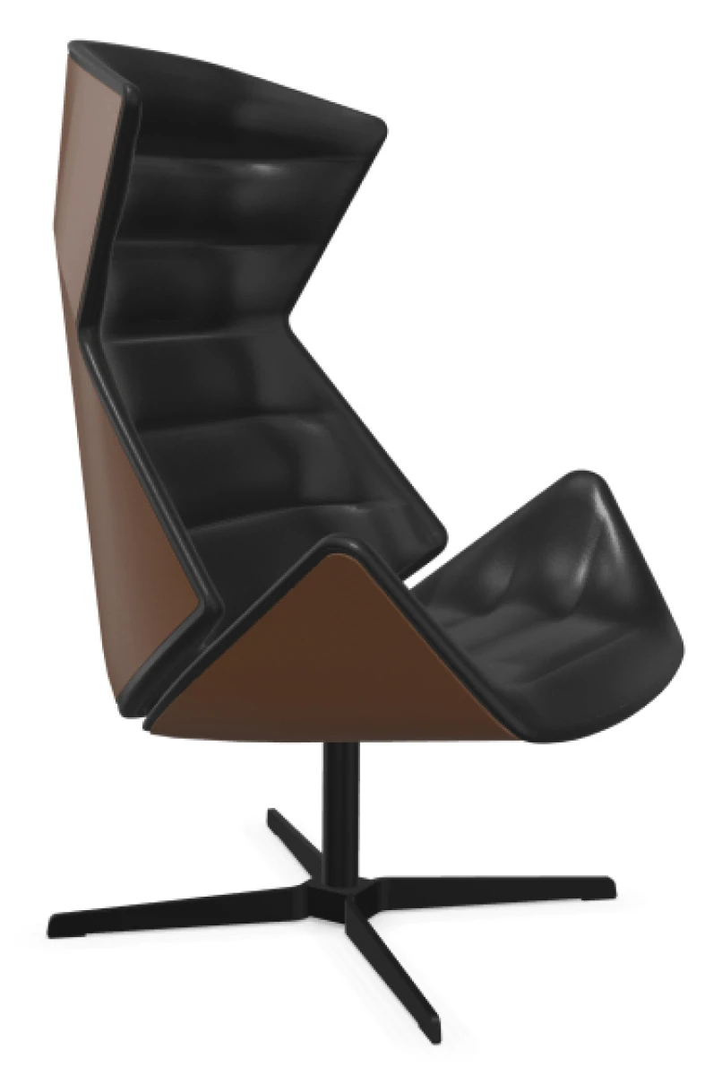 Thonet 808 Sessel mit Leder Schwarz und New Cognac