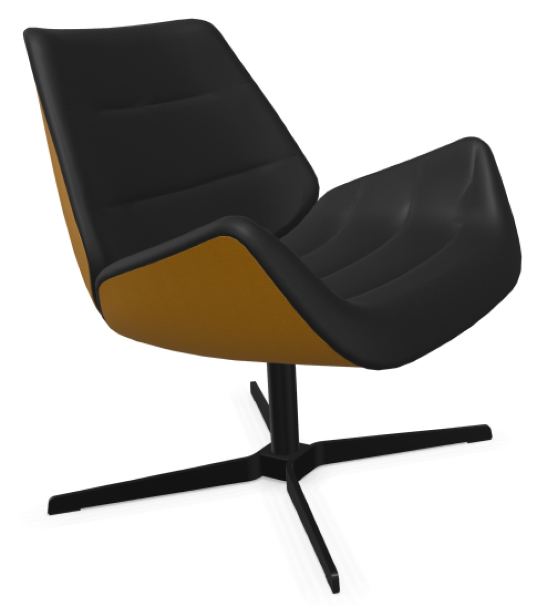 Preview: Thonet S809 Sessel mit Stoff - außen new cognac, innen schwarz
