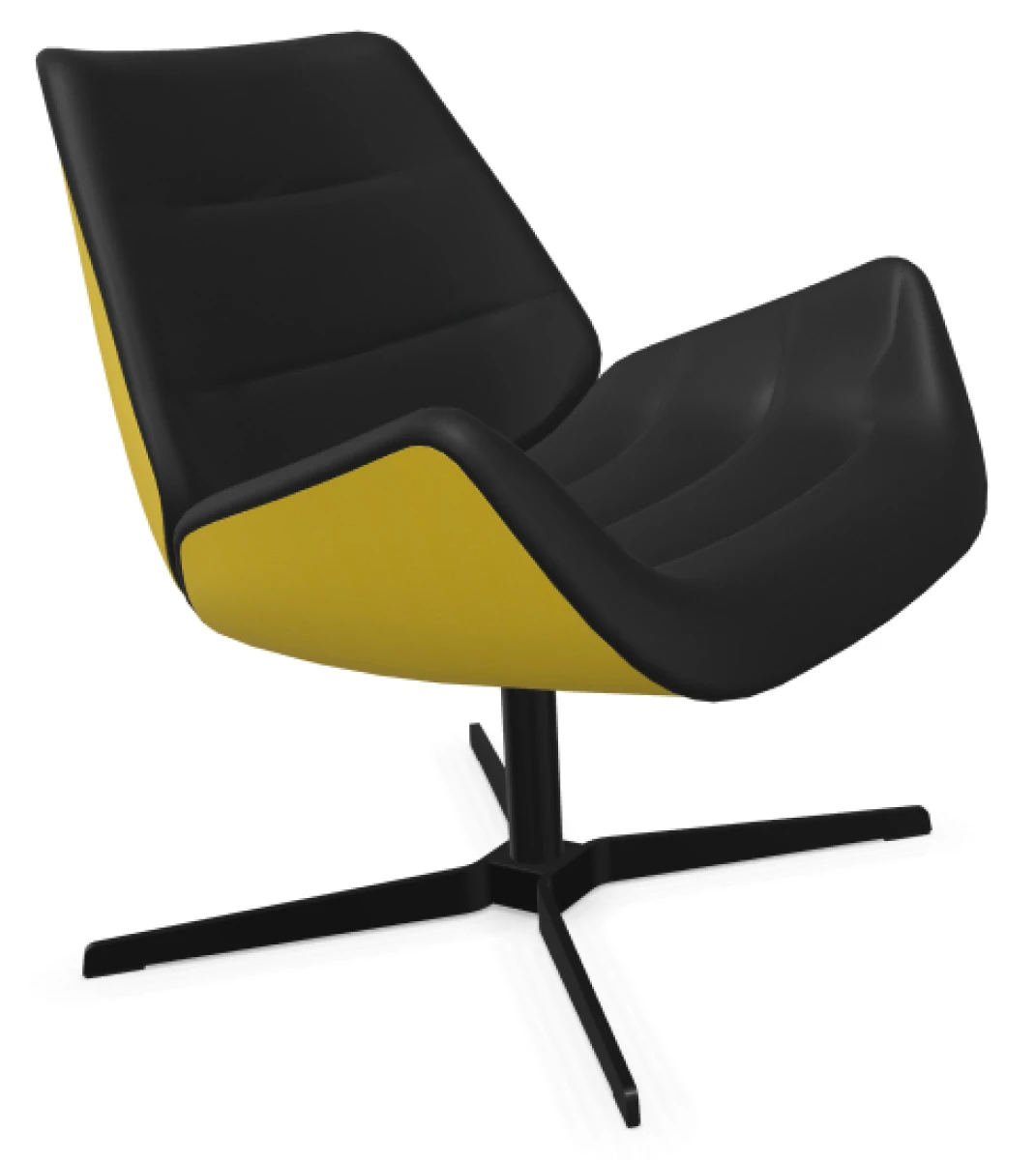 Thonet S809 Sessel mit Stoff - außen gelb, innen schwarz