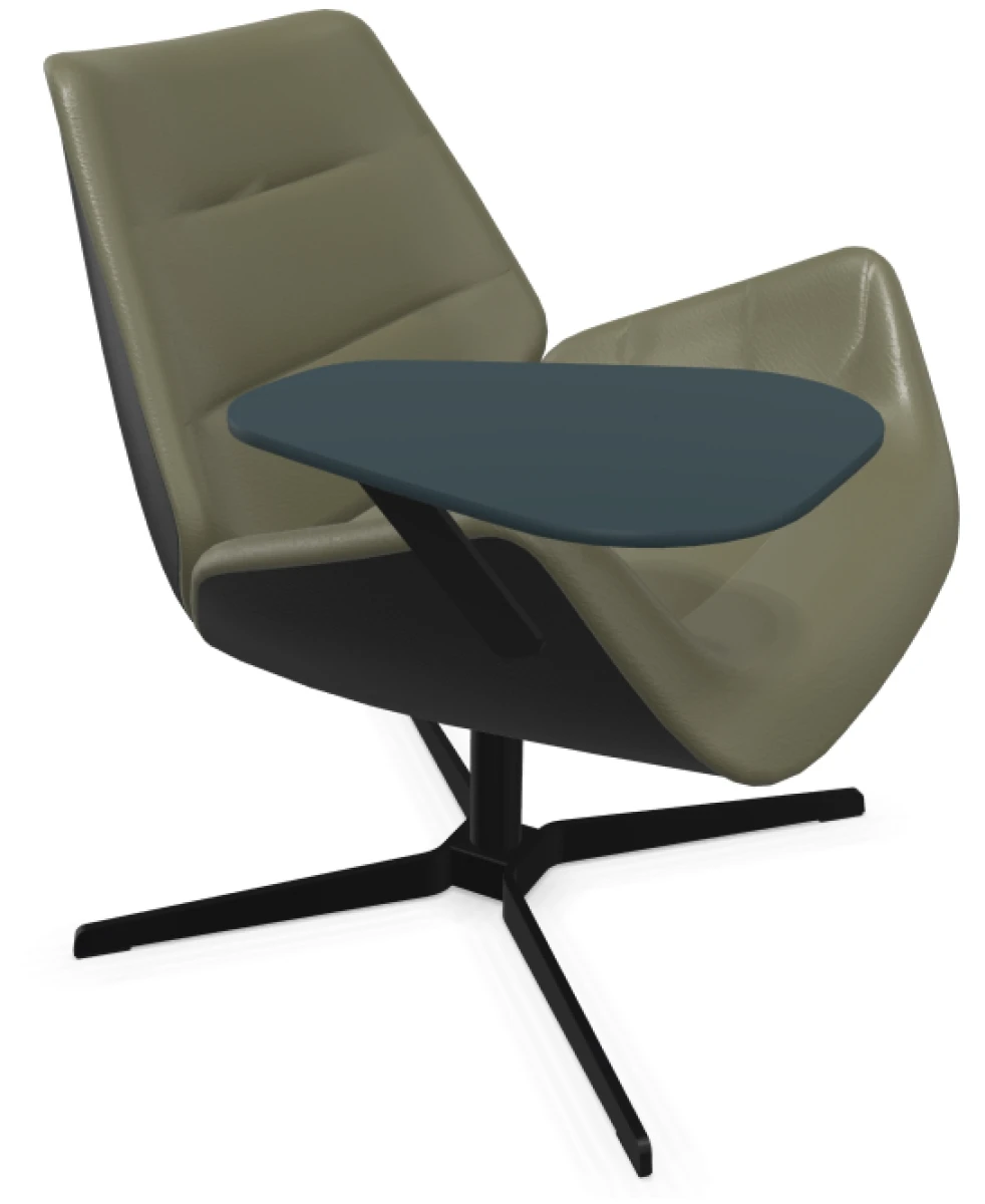 Thonet S809 Sessel mit Leder Grün und Schwarz + Schiefergraue Kollegplatte