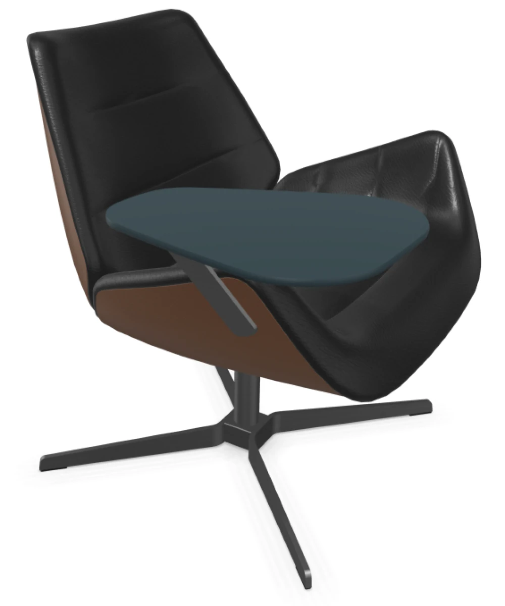 Thonet 809 Sessel mit Leder Schwarz und New Cognac + Schiefergraue Kollegplatte