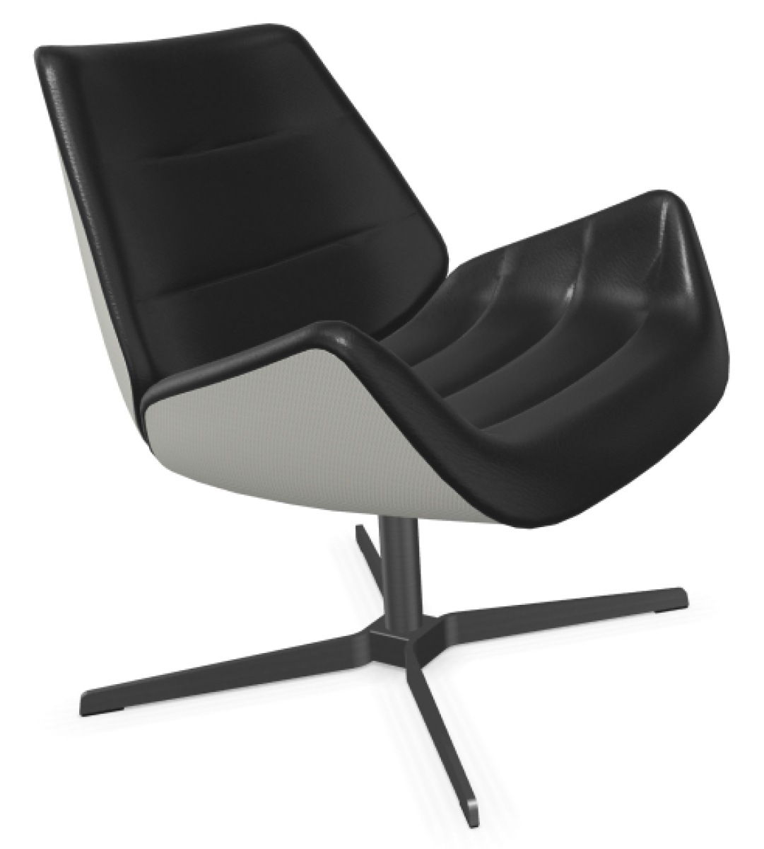 Preview: Thonet 809 Leder Polster Schwarz und Außen Stoff Soul Angora Weiss