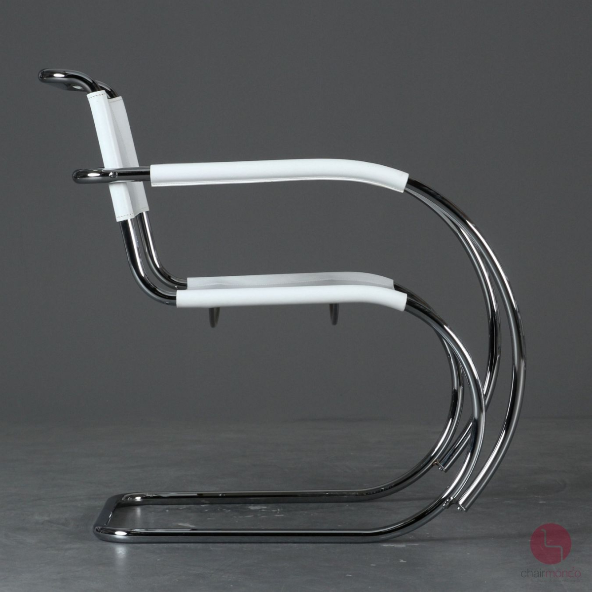 Preview: Thonet MR20 Freischwinger Stuhl Leder Weiß wie S533 LF, gebraucht