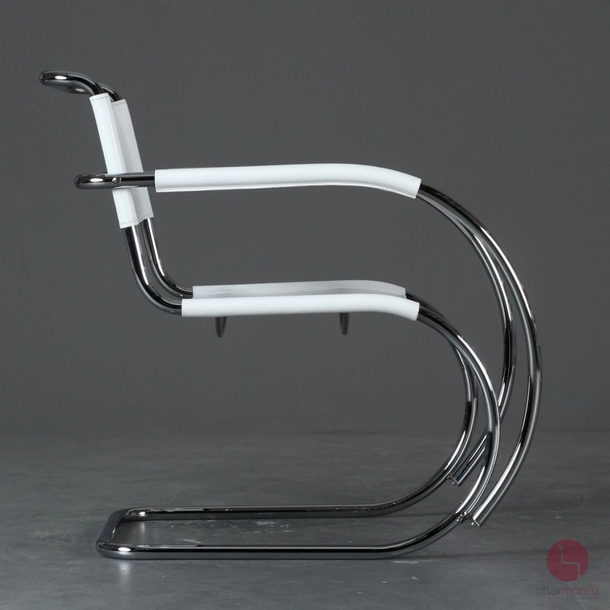 Thonet MR20 Freischwinger Stuhl Leder Weiß wie S533 LF, gebraucht
