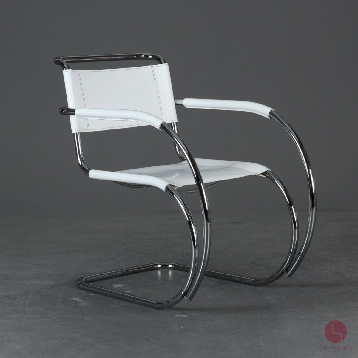 Preview: Thonet MR20 Freischwinger Stuhl Leder Weiß wie S533 LF, gebraucht