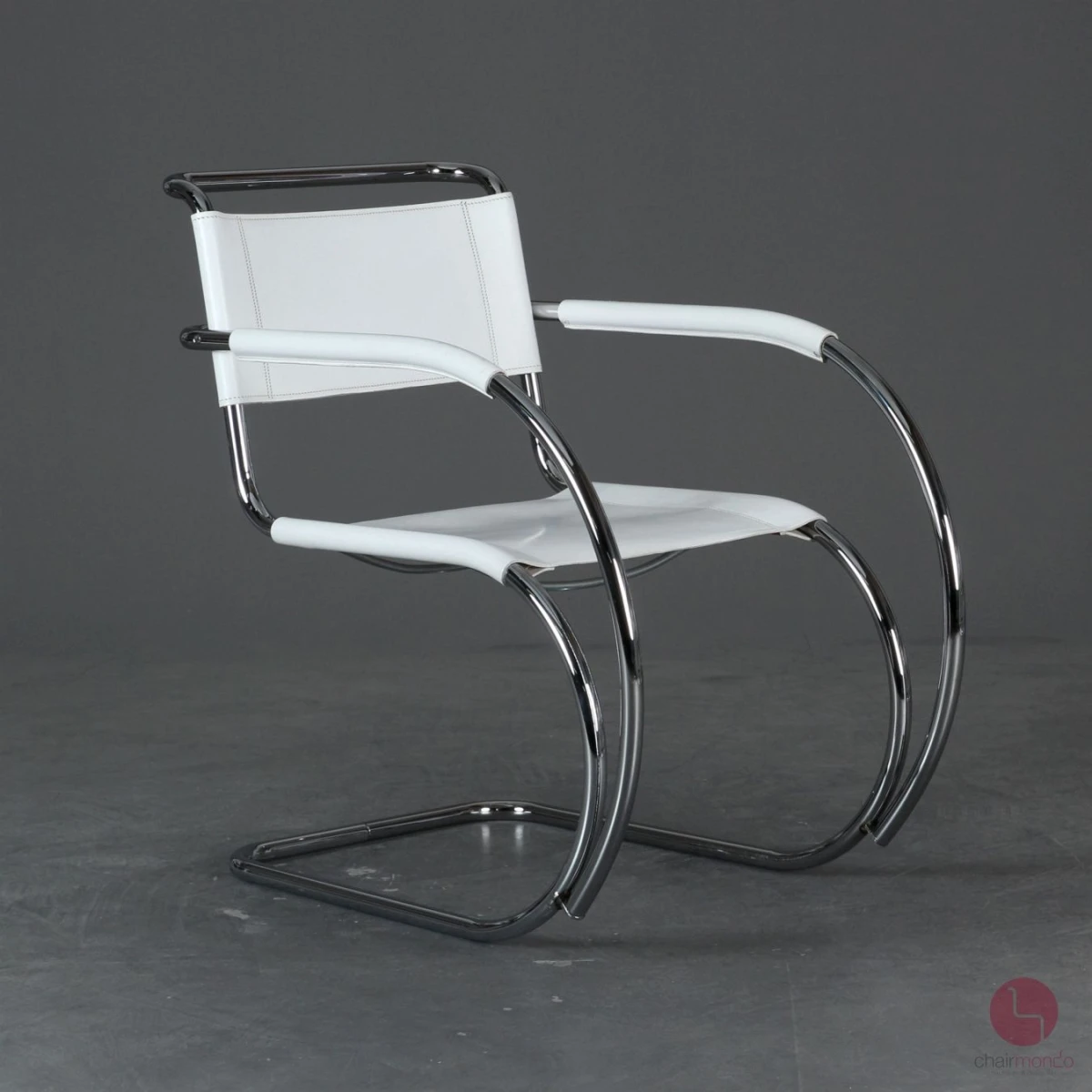 Thonet MR20 Freischwinger Stuhl Leder Weiß wie S533 LF, gebraucht
