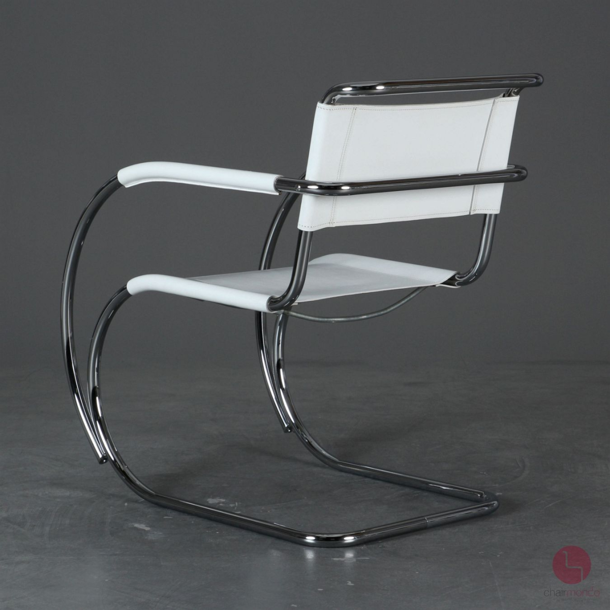 Preview: Thonet MR20 Freischwinger Stuhl Leder Weiß wie S533 LF, gebraucht