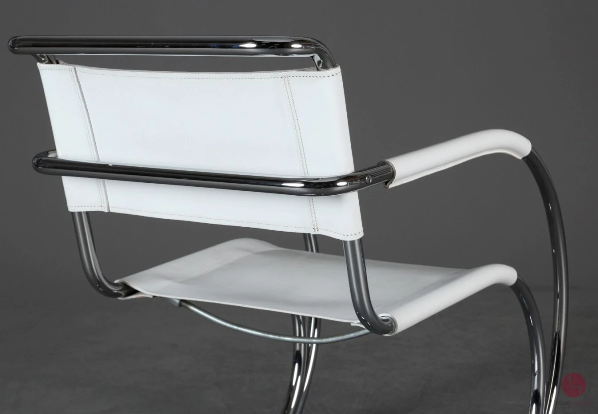Thonet MR20 Freischwinger Stuhl Leder Weiß wie S533 LF, gebraucht