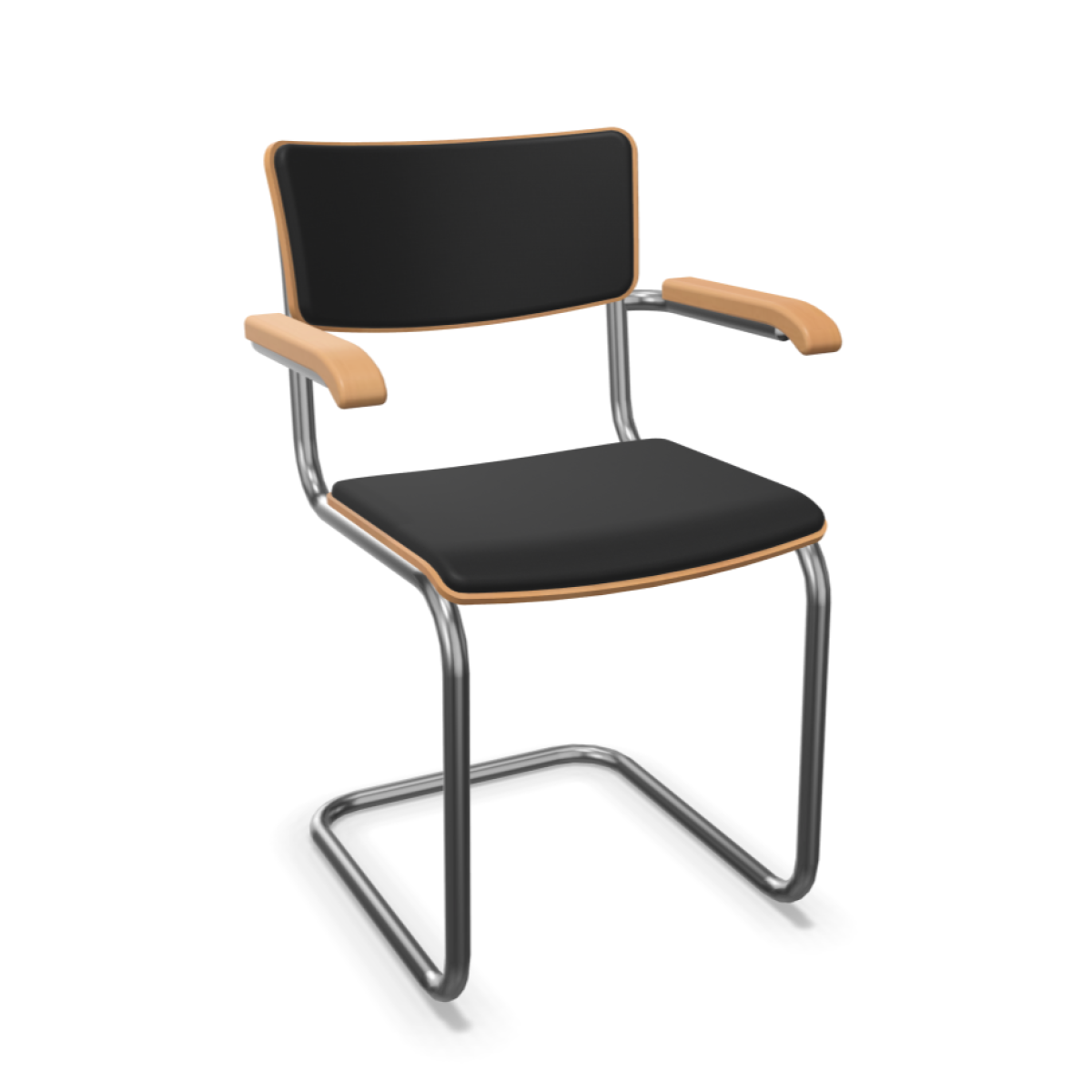 Thonet PVF Buche klar lackiert, Polsterunf Step schwarz