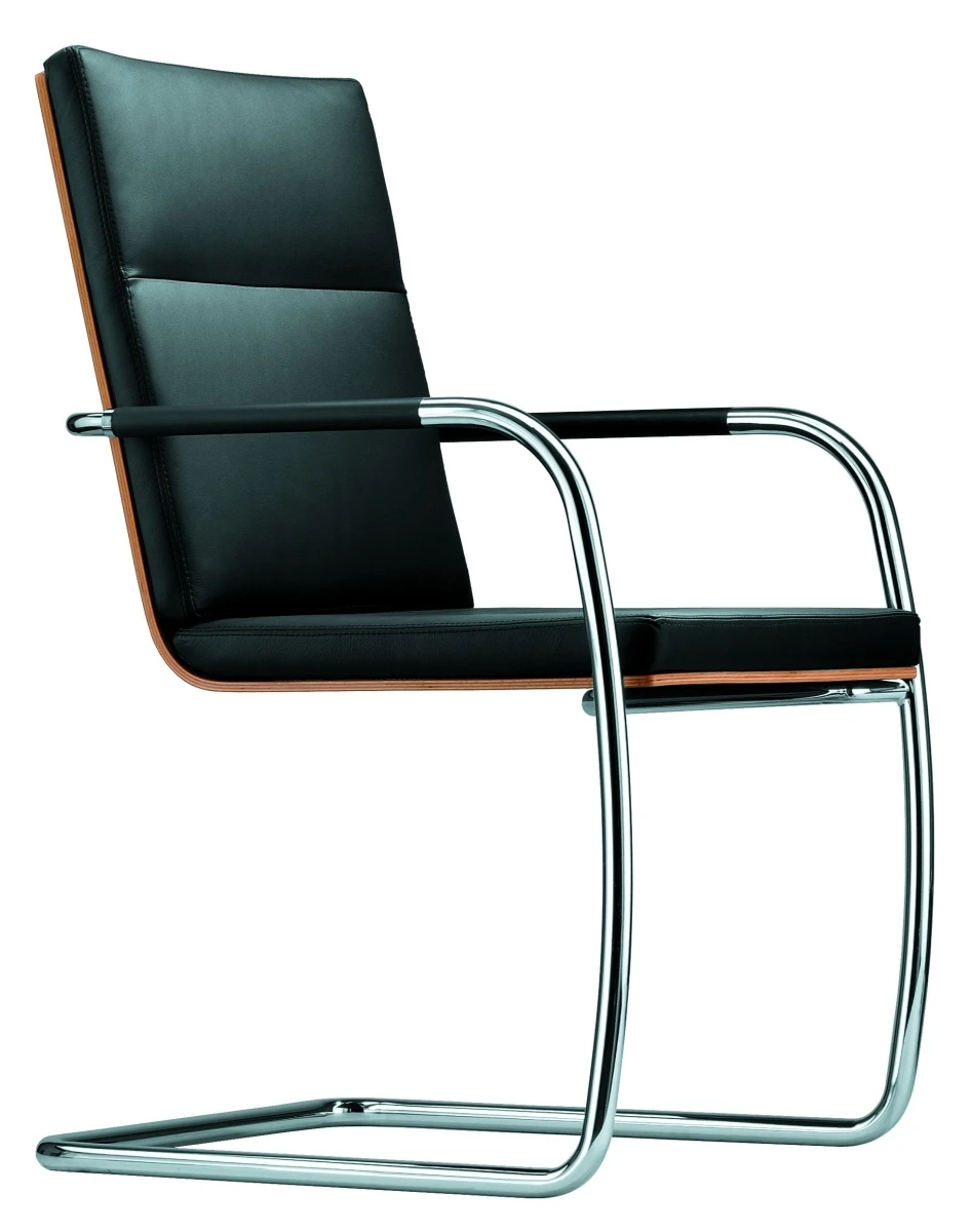 Thonet S 61 V Leder nero schwarz frontal Ansicht