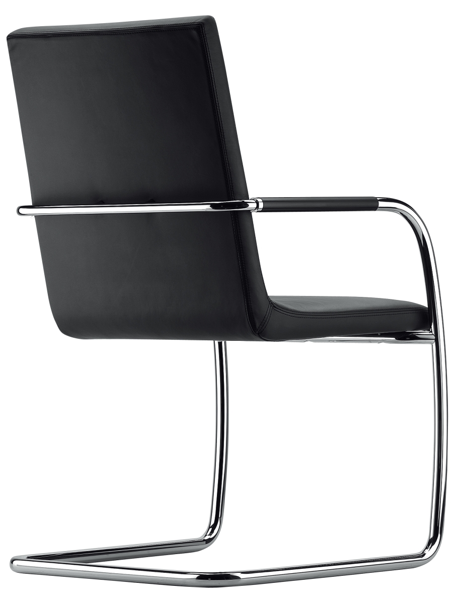 Preview: Thonet S 61 V Leder nero schwarz Rückansicht