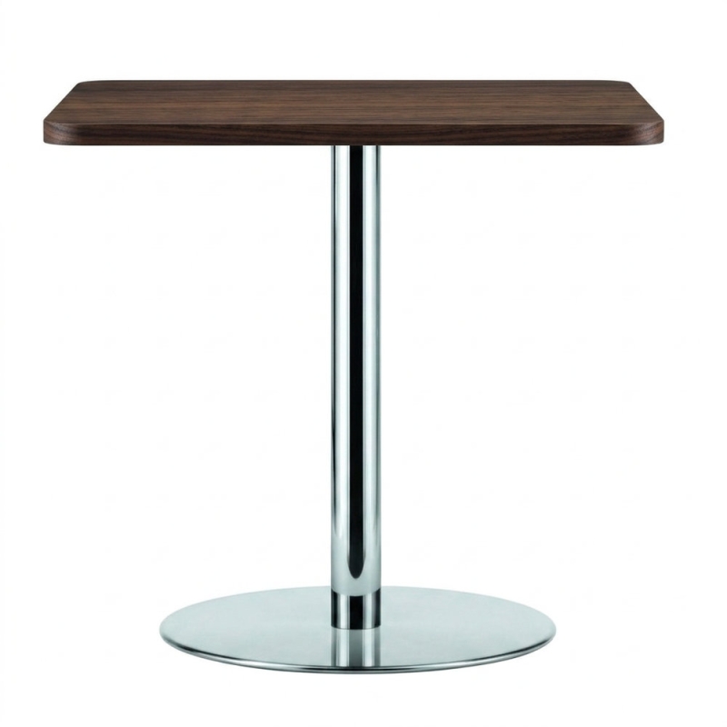 Preview: Thonet S1123 Eckiger Tisch aus Edelhölzern mit Stahlrohrgestell