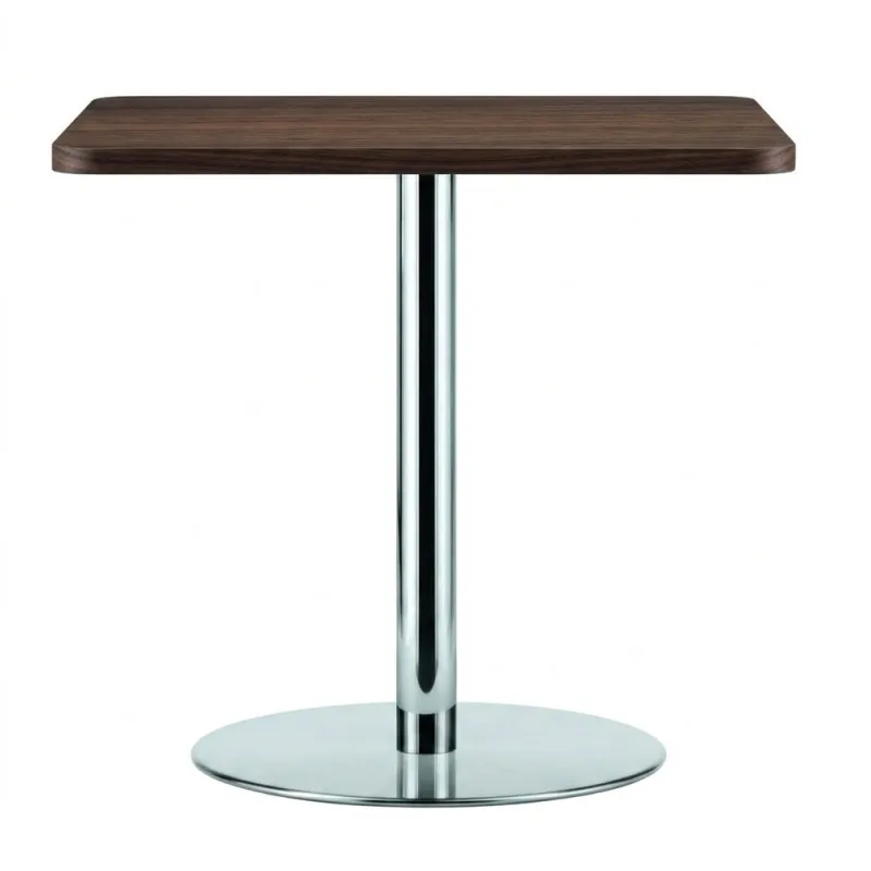 Thonet S1123 Eckiger Tisch aus Edelhölzern mit Stahlrohrgestell