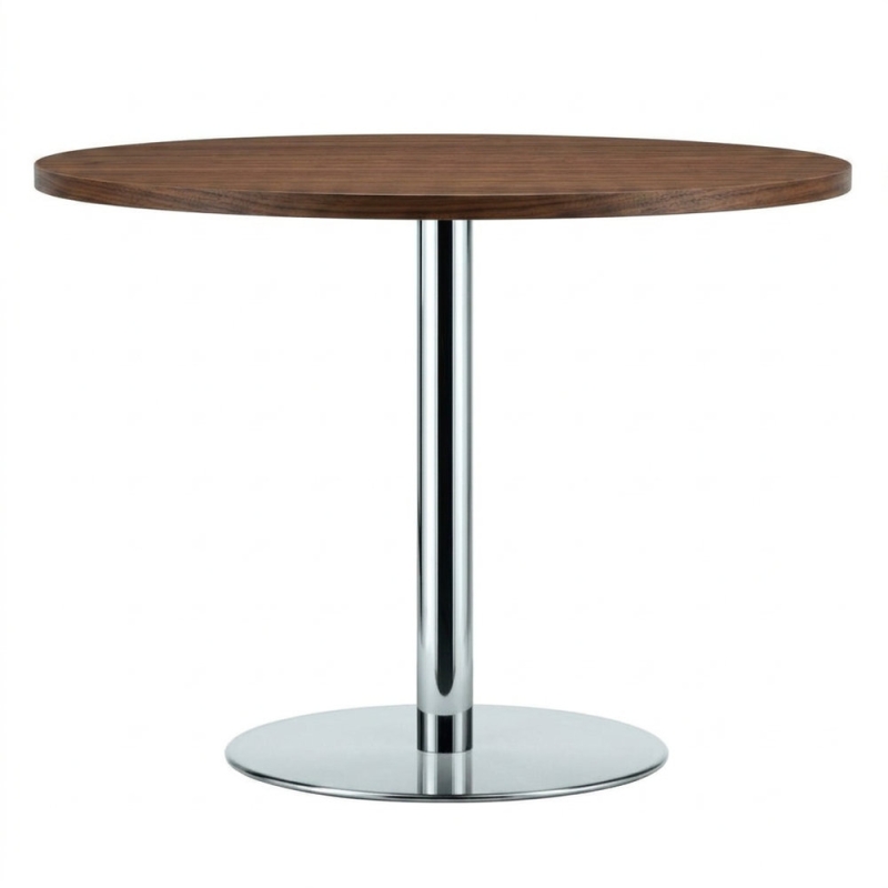 Preview: Thonet S1123 Runder Tisch aus Edelhölzern mit Stahlrohrgestell