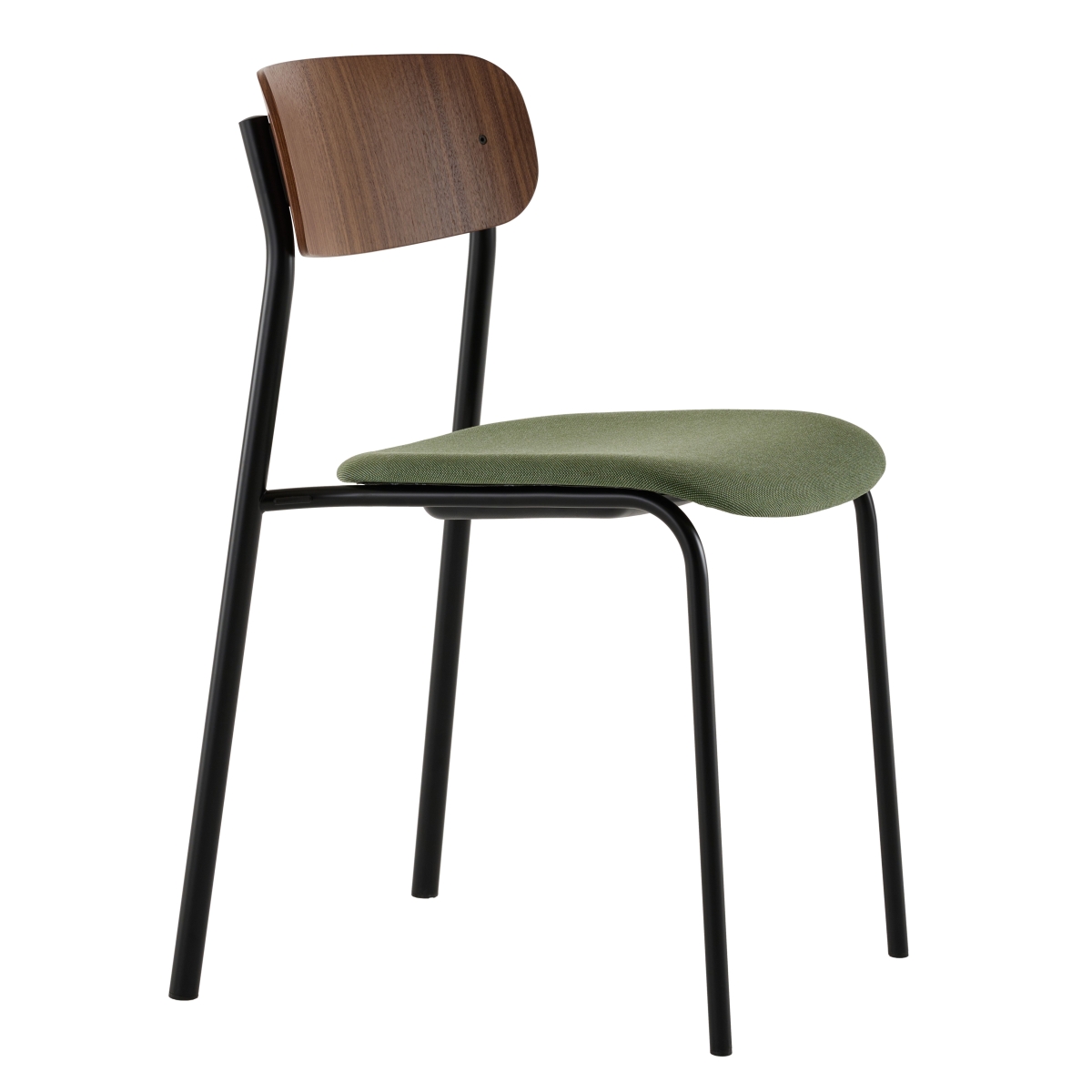Thonet 243 SPV Nussbaum Olivgrünes Polster Field2-943, Gestell Schwarz