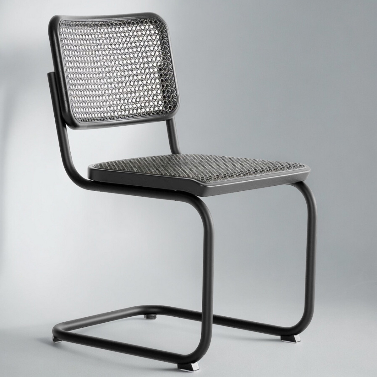 Preview: Thonet S32 V Dark Melange Freischwinger Schwarz inkl. Filzgleiter