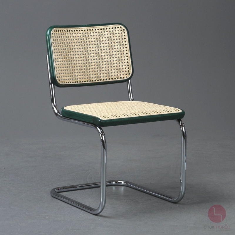 Preview: Thonet S32 Freischwinger Grün mit Wiener Geflecht 1990er gebraucht