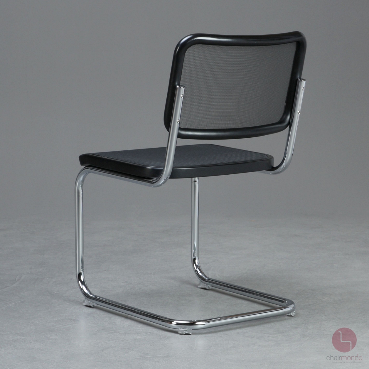 Preview: Thonet S32 N Freischwinger in Schwarz mit Netzgewebe
