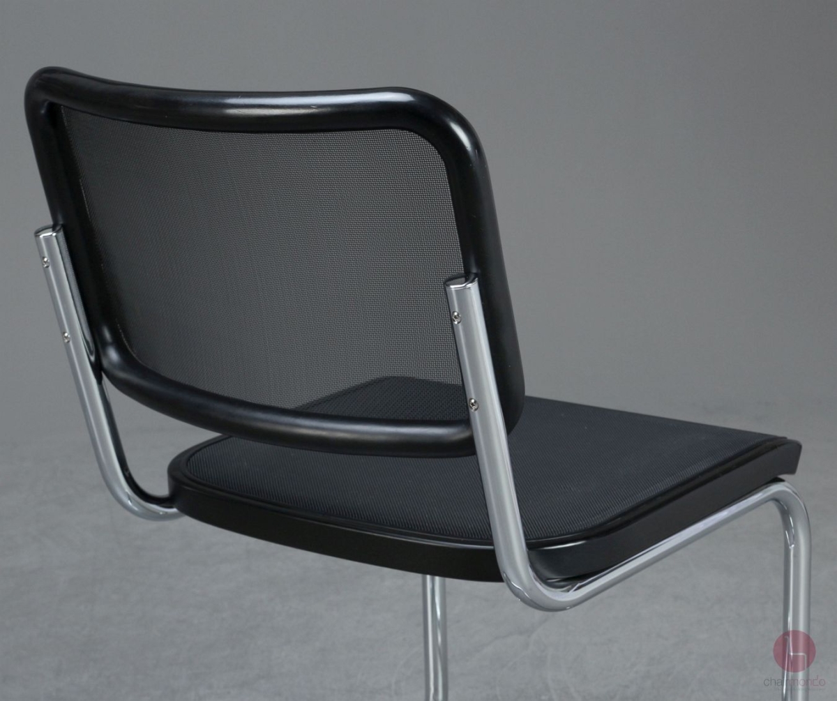 Preview: Thonet S32 N Freischwinger in Schwarz mit Netzgewebe