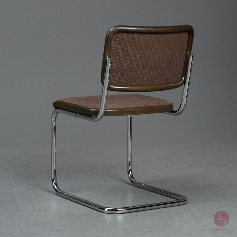 Preview: Thonet S32 P Freischwinger Braun mit braunem Stoff Bezug gebraucht
