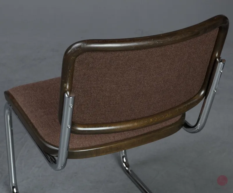 Thonet S32 P Freischwinger Braun mit braunem Stoff Bezug gebraucht
