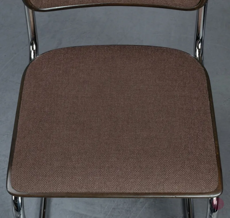 Thonet S32 P Freischwinger Braun mit braunem Stoff Bezug gebraucht
