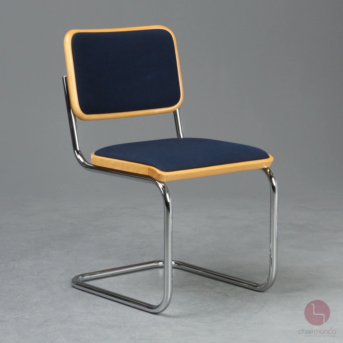 Thonet S23 P Freischwinger mit Stoff Polster Blau