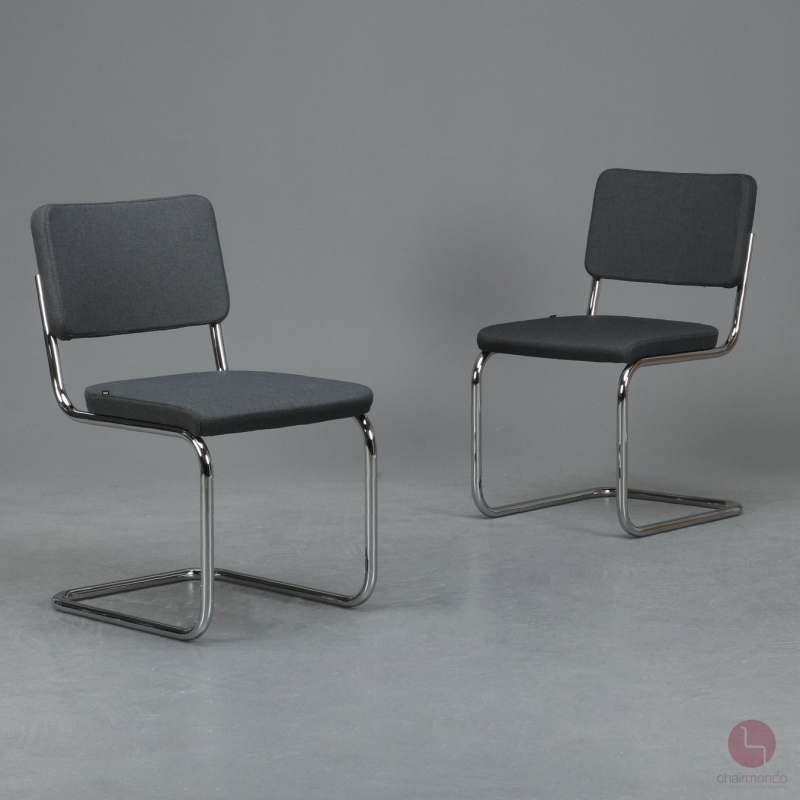 Thonet S32 PV Freischwinger Stoff Anthrazit Grau mit Vollpolster gebraucht