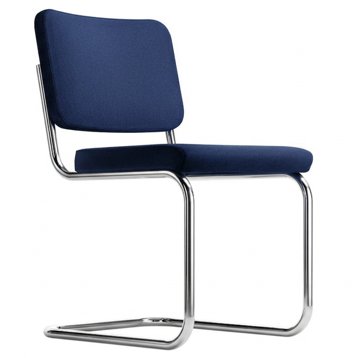 Thonet S 32 PV Freischwinger mit Stoffbezug und Vollpolster in nachtblau