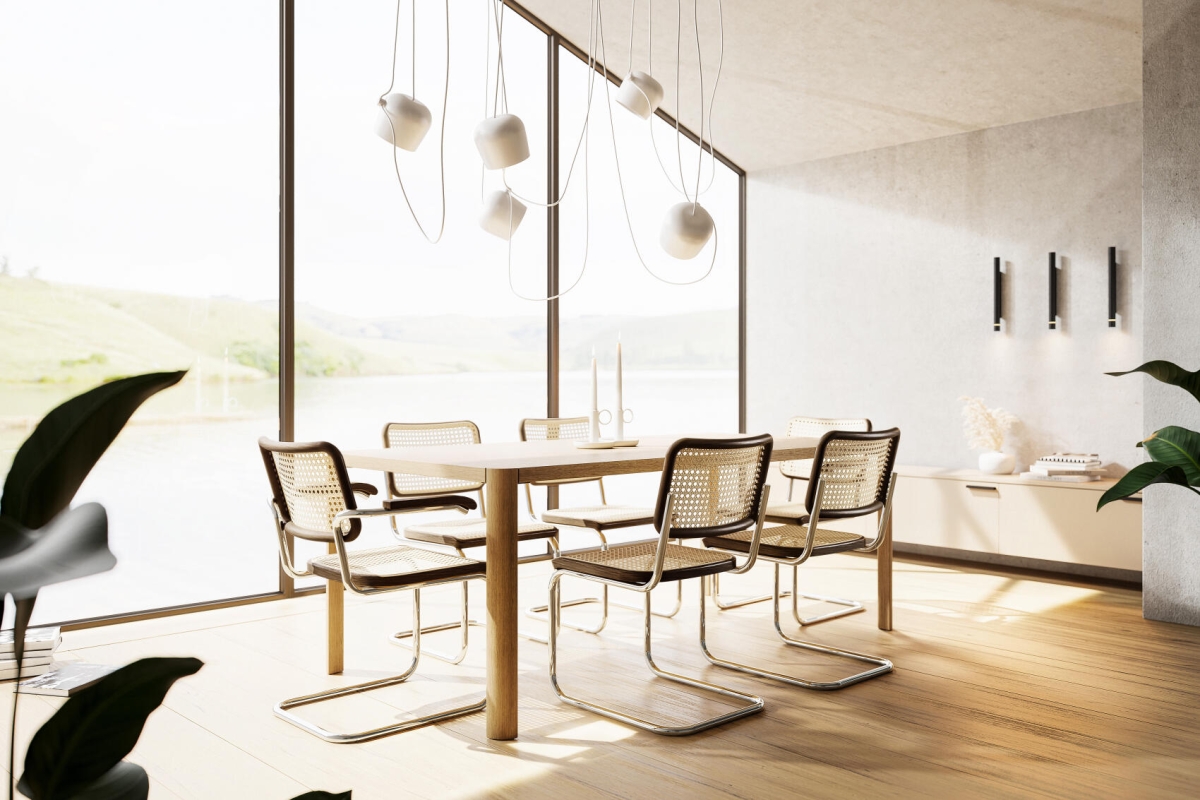 Preview: Thonet S32 Stühle um einen Tisch platziert - 6 für 5 Aktion