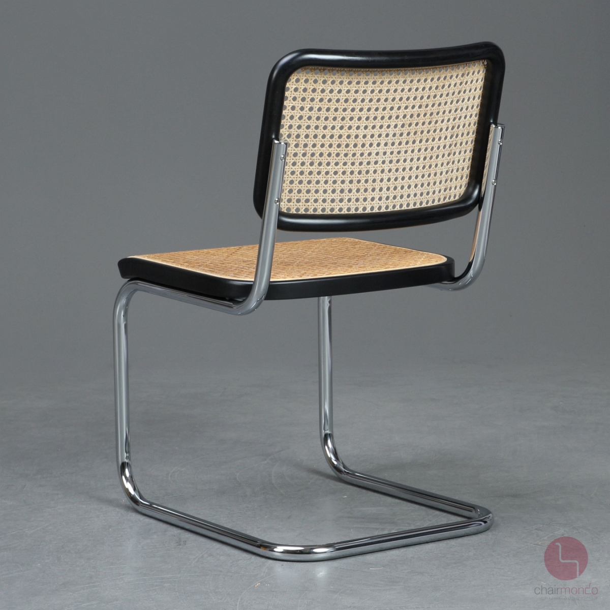 Preview: Thonet S32 V Freischwinger Schwarz mit Wiener Geflecht + Stützgewebe gebraucht