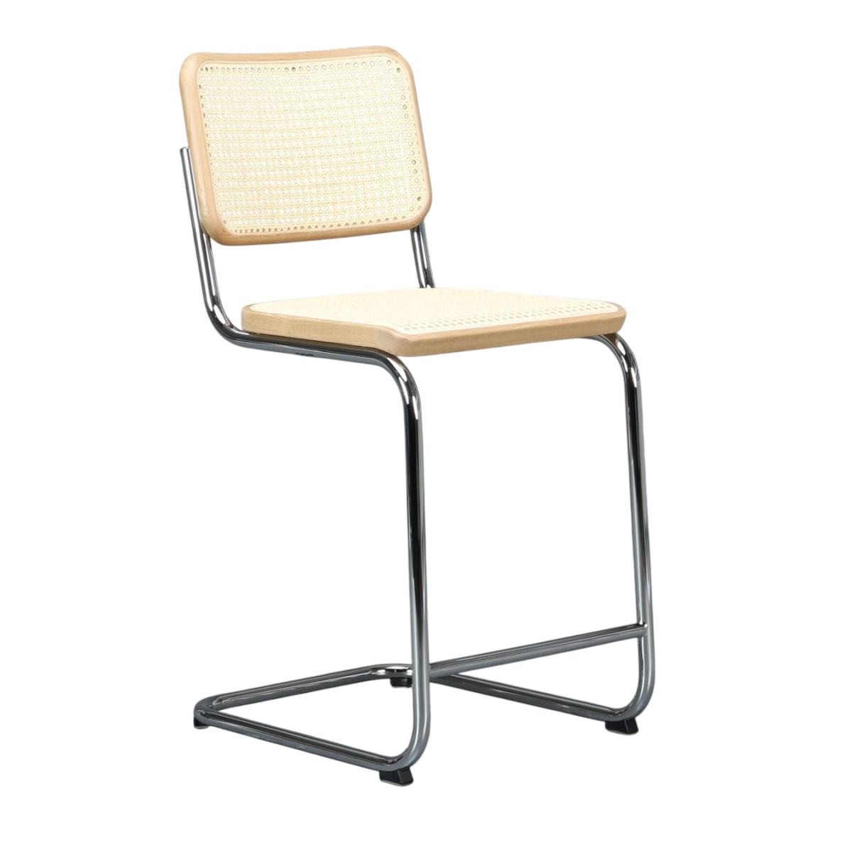 Preview: Thonet S32 VHT Thekenhocker mit Geflecht und Stützgewebe in Pure Materials