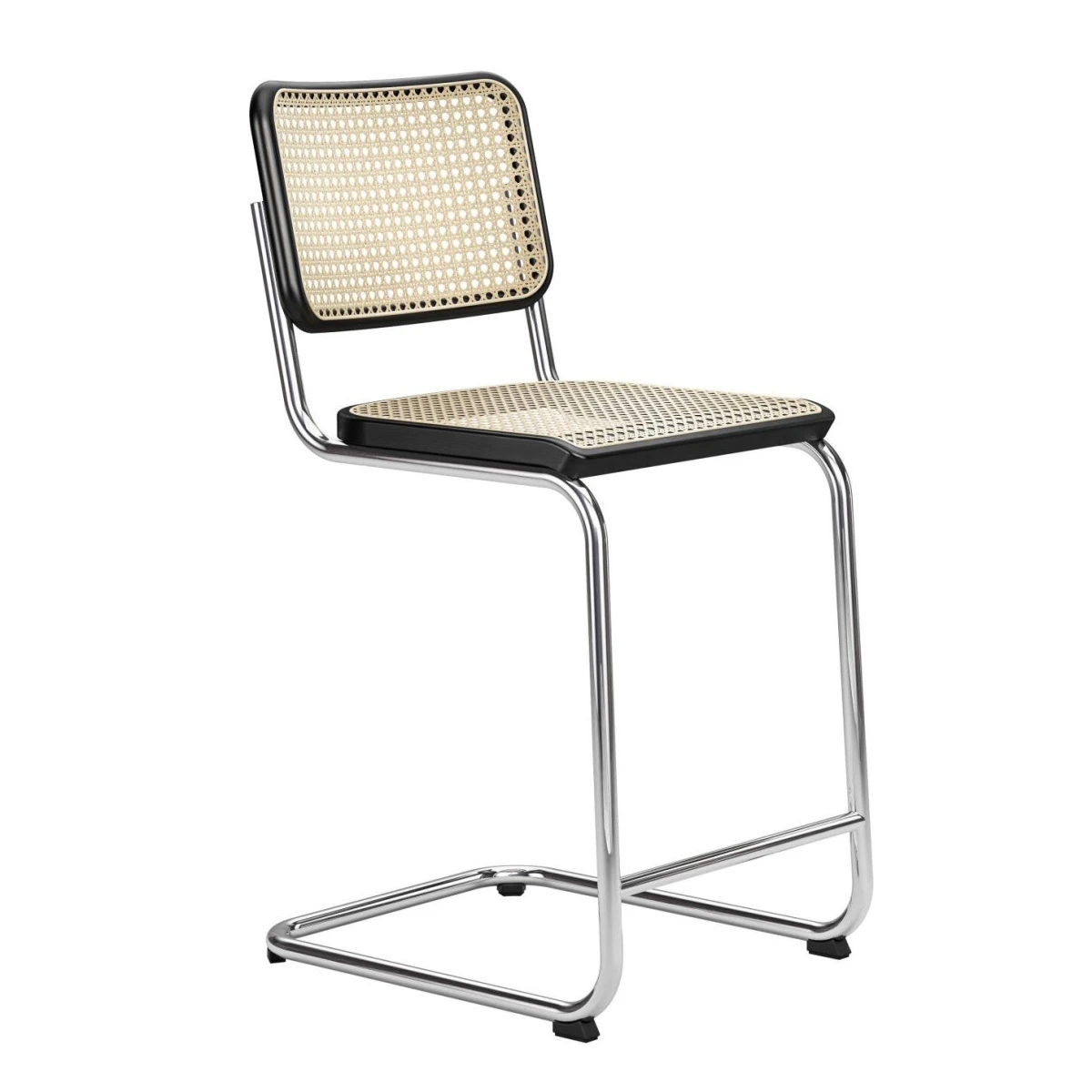 Thonet S32 VHT Barhocker in Schwarz, Modell T29, Seitenansicht.