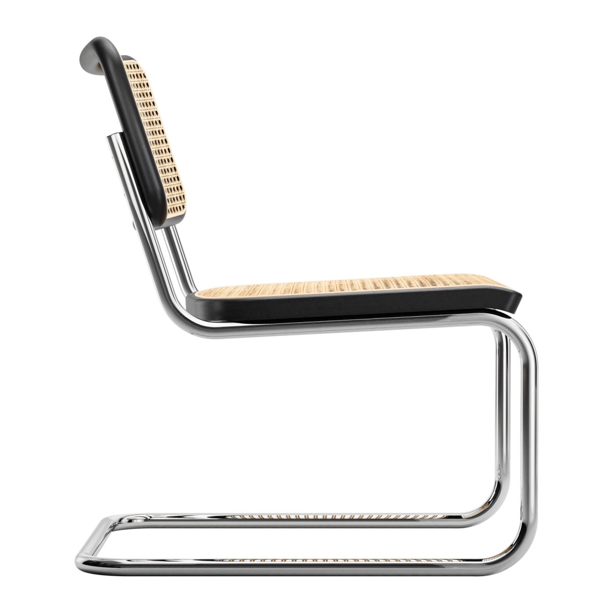 Preview: Thonet S32 VL Loungesessel Schwarz Chrom Seitlich