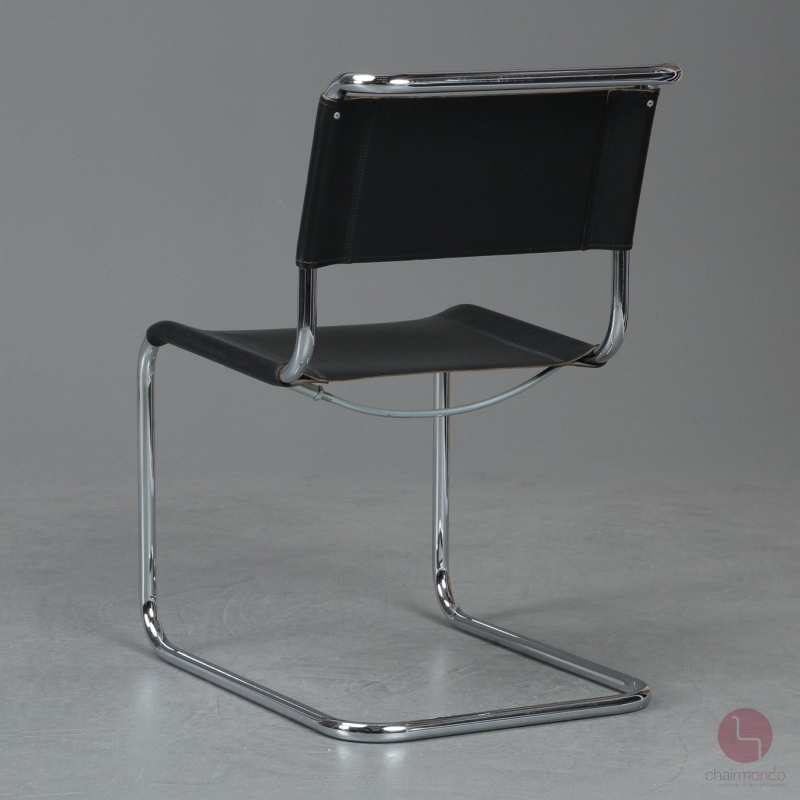Preview: Thonet S33 Freischwinger Leder Schwarz gebraucht