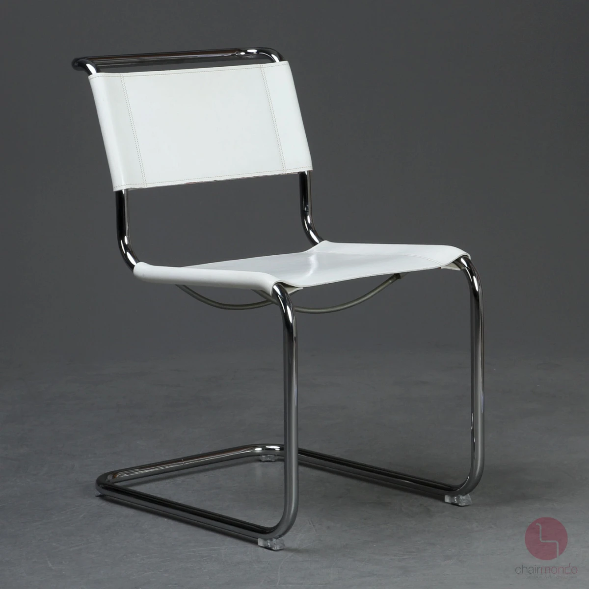 Thonet S33 Freischwinger Leder Weiß