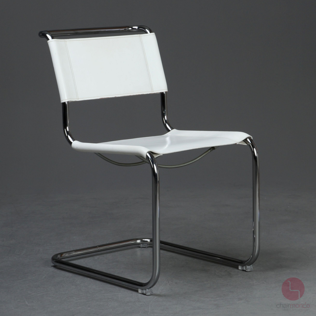 Preview: Thonet S33 Freischwinger Leder Weiß - gebraucht