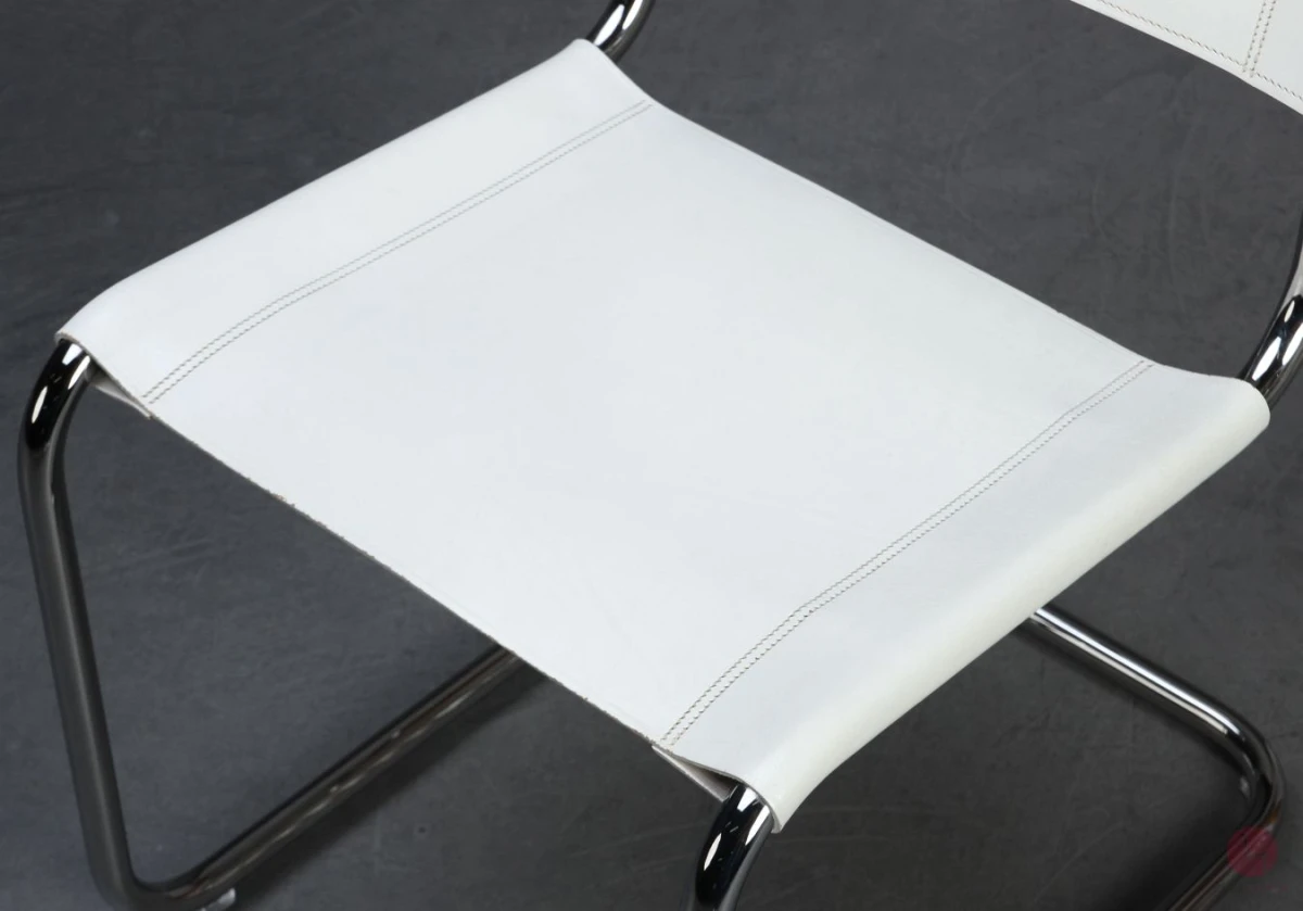 Thonet S33 Freischwinger Leder Weiß