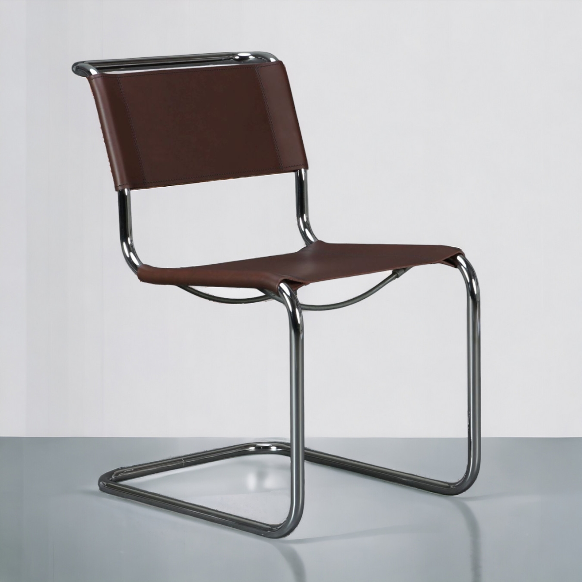 Preview: Thonet S33 Freischwinger Stuhl Kernleder Braun