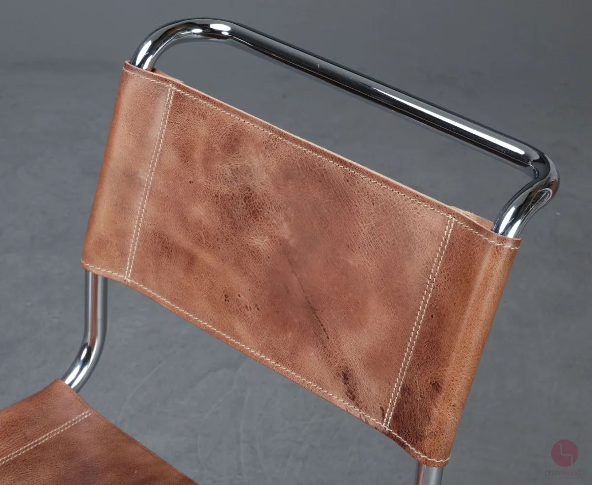 Thonet S33 Pure Materials Freischwinger mit erneuertem Büffelleder