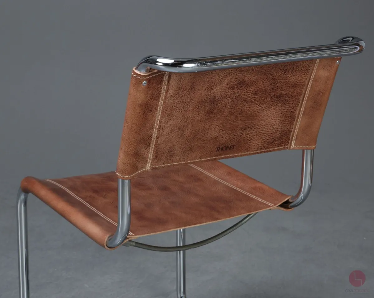 Thonet S33 Pure Materials Freischwinger mit erneuertem Büffelleder