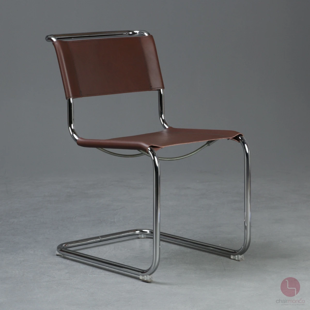 Thonet S33 Freischwinger mit braunem Leder Schokolade