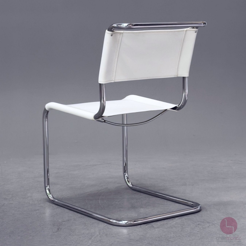 Preview: Thonet S33 Freischwinger Leder Weiß gebraucht